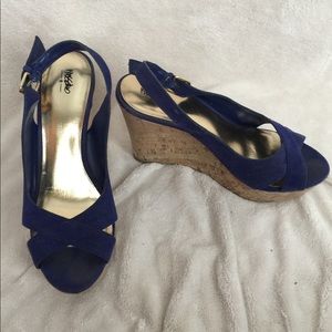 Blue wedge shoes