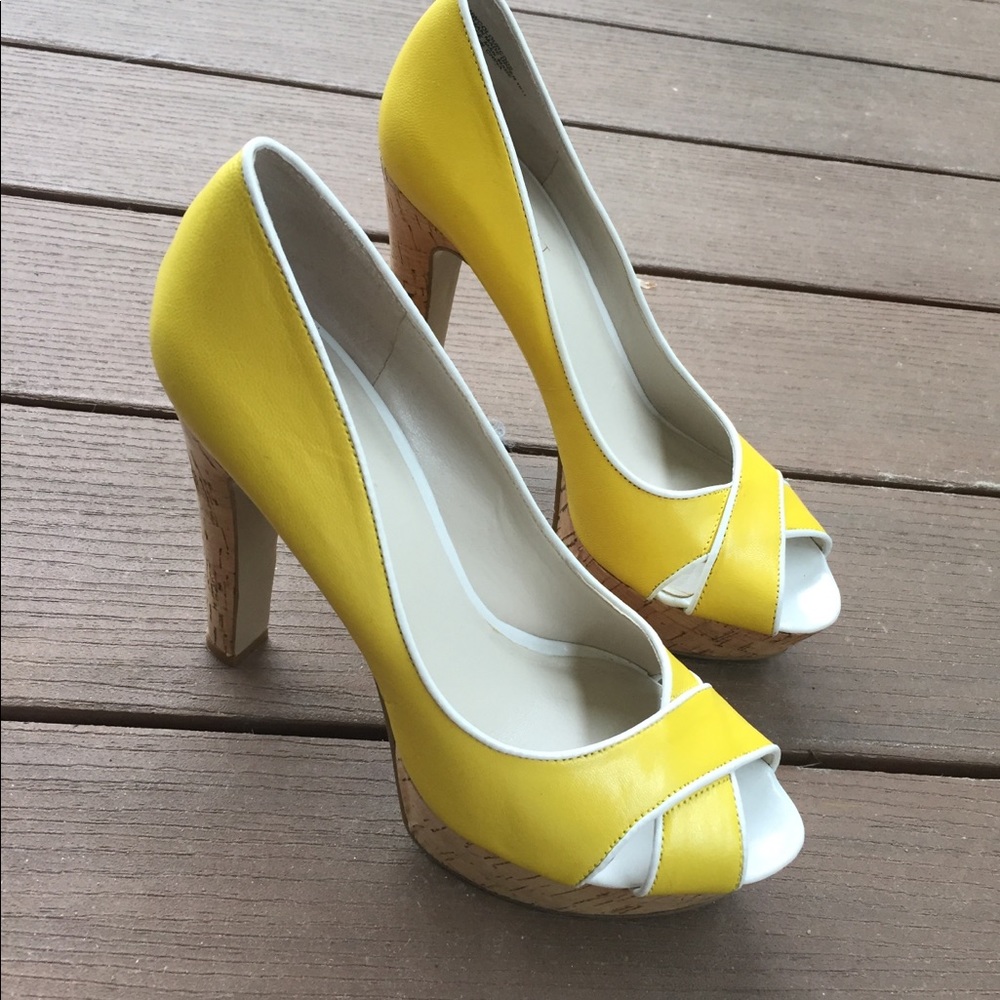 Nine West Yellow Platform Heels
