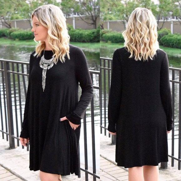 Black Long Sleeve Tshirt Dress - Picture 2 of 2
