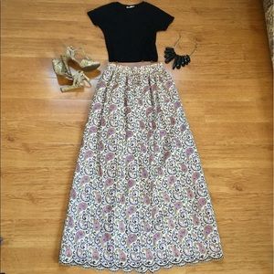 Vintage gold paisley maxi skirt