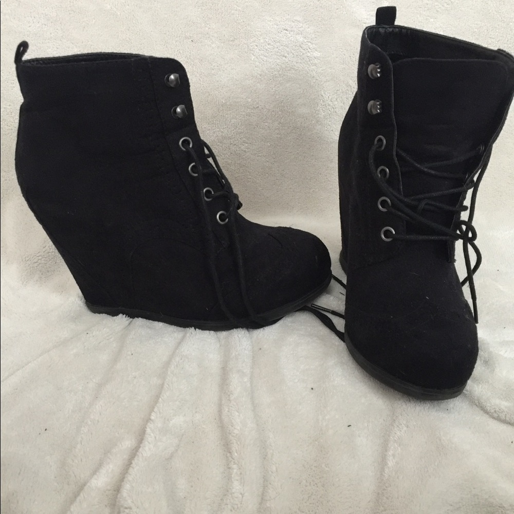 Black lace ankle boots