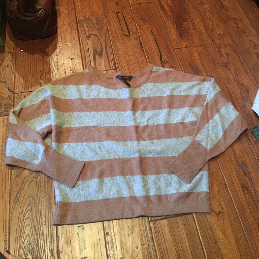BCBG Striped Cropped Sweater