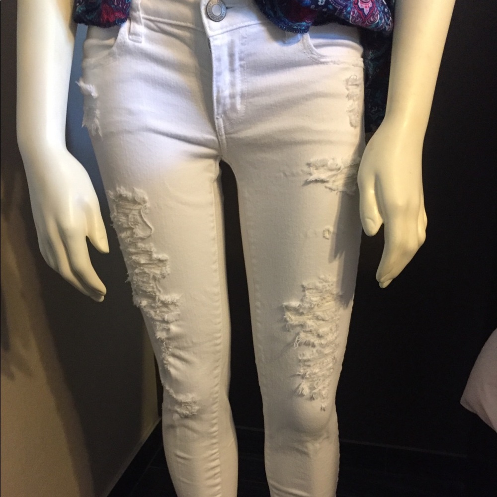 White skinny crop jeans
