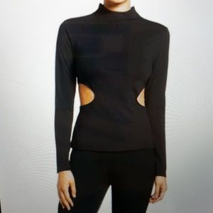 Kendall & Kylie Side Cut-out Black Long Sleeve Top