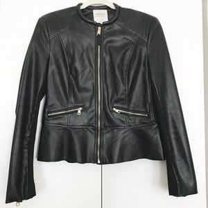Zara Trafaluc Peplum Leather Jacket