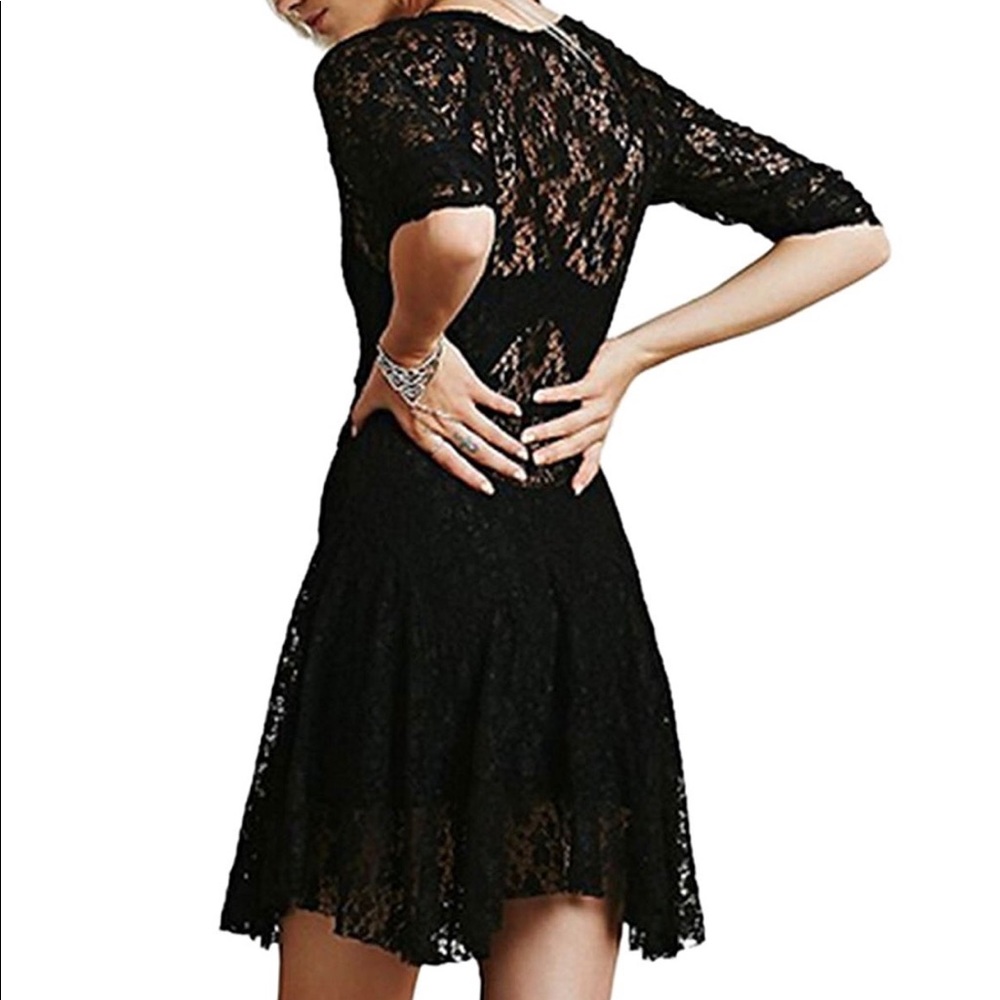 Black Lace V-Neck Sexy Dress NWT