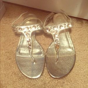 Gold sandals with sequin detail