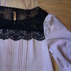 Blush Top with Black Lace