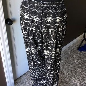 JCrew silky black and white pants.