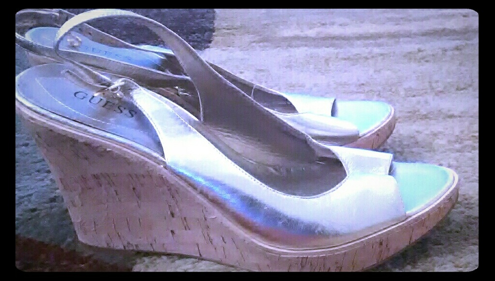 Cool Guess Gold Cork Wedge Heel