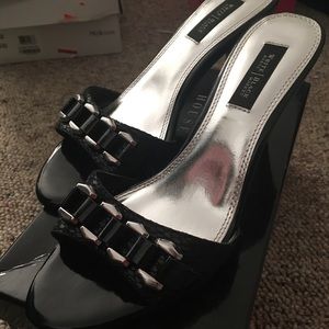 Sz 6.5 Black slide on heel with 2.5 inch heel WHBM