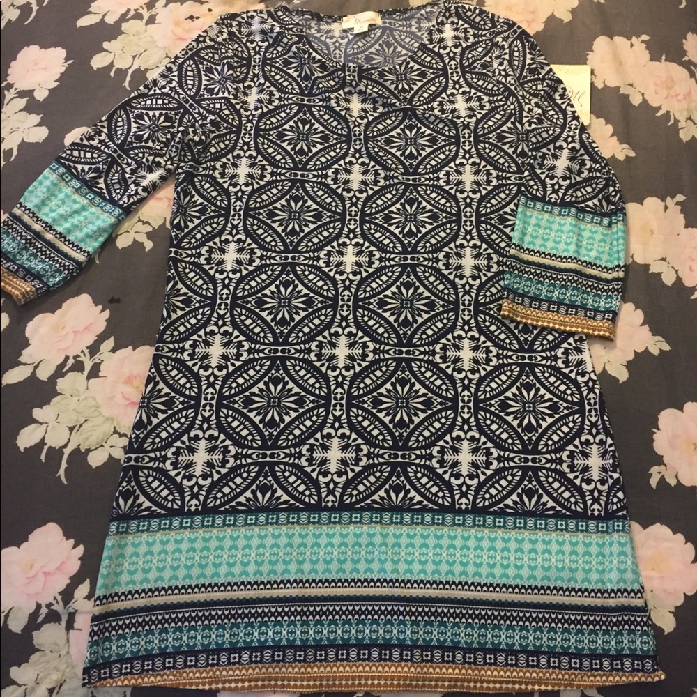 ✨NWT✨Shift dress - navy blue, aqua, mustard