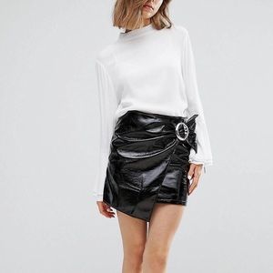 Mango Patent Wrap Skirt