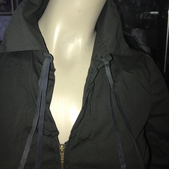Roberta Scarpa black cotton zip fringe blouse us8 - Picture 4 of 8