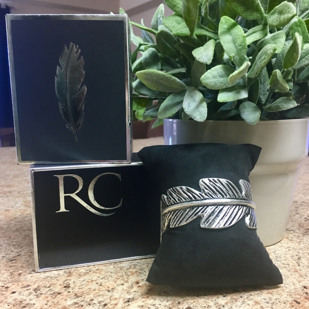 Rustic Cuff Silver Textured Feather Cuff