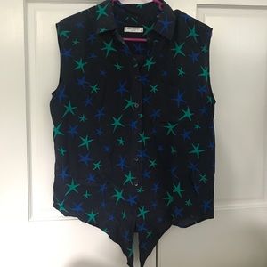 Navy Equipment Button Down Tank with Stars