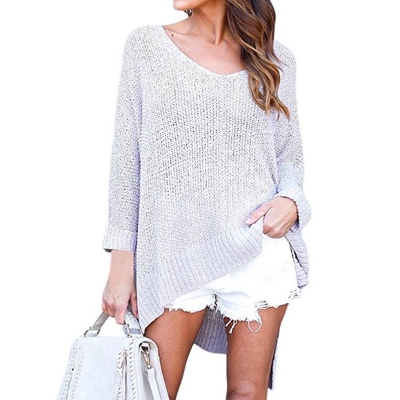 Slouchy Off Shoulder Cozy Loose Knit Sweater Top - Picture 2 of 3
