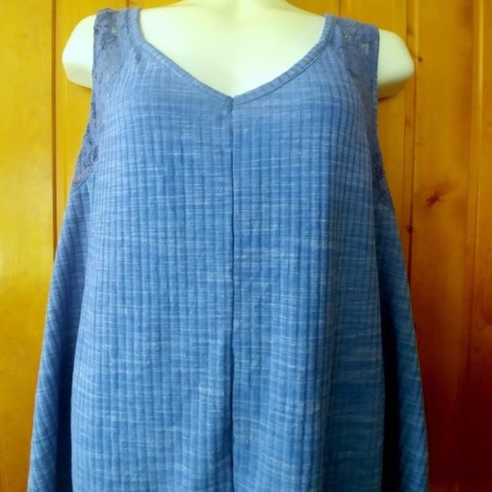 Faded Glory Blue Lace Back Tank XL NWOT