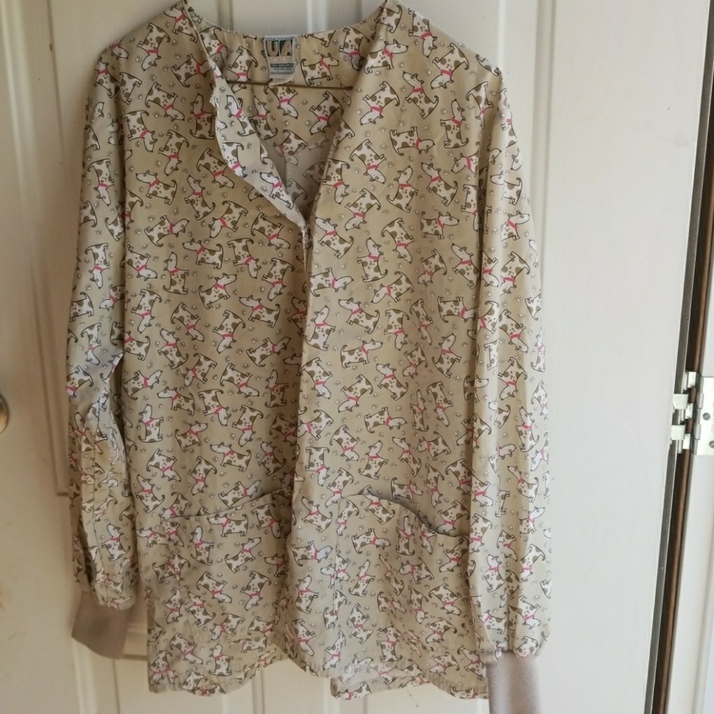 Long sleeve button up scrub top