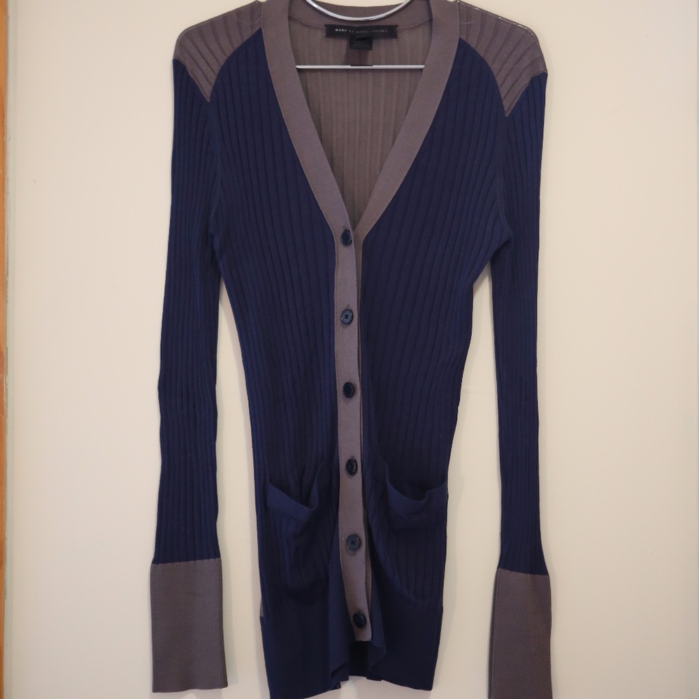 *SOLD* Marc by Marc Jacobs Navy Gray Silk Cardigan
