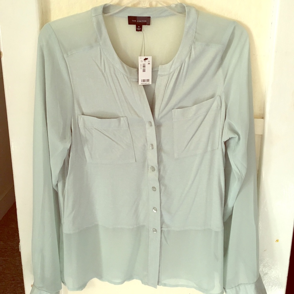 Limited mint green button down top