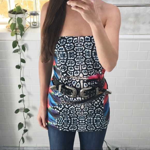 2 for $12 Worn Once Bright Abstract Print Tube Top - Picture 5 of 8