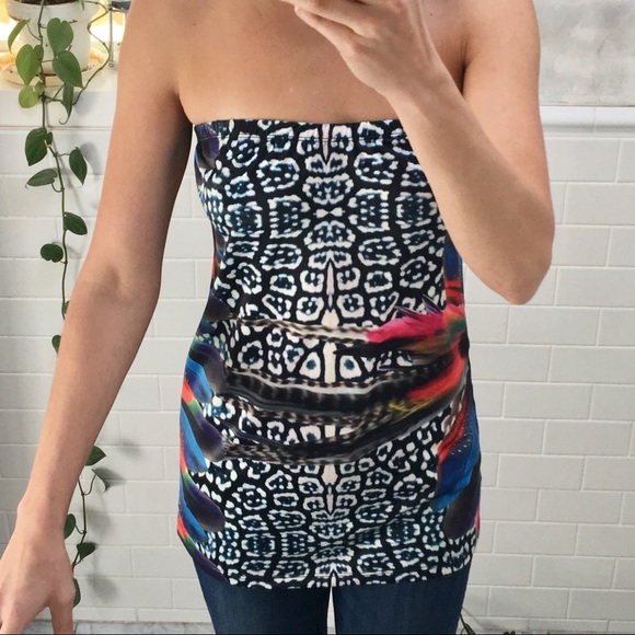 2 for $12 Worn Once Bright Abstract Print Tube Top - Picture 6 of 8