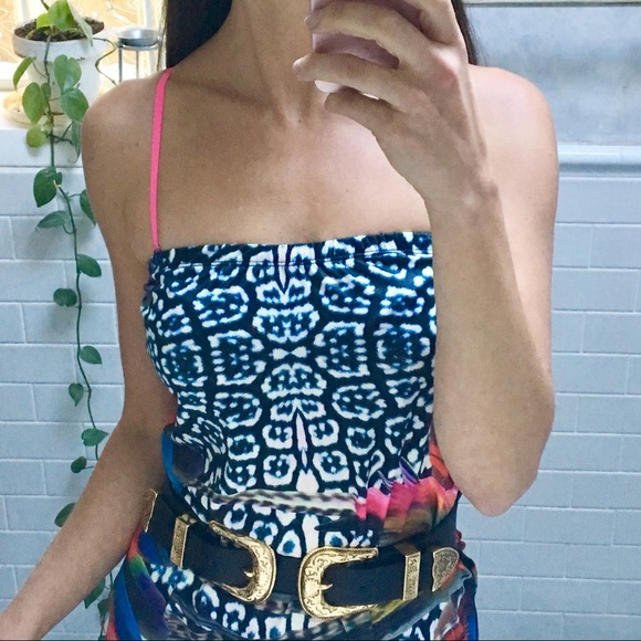 2 for $12 Worn Once Bright Abstract Print Tube Top - Picture 2 of 8