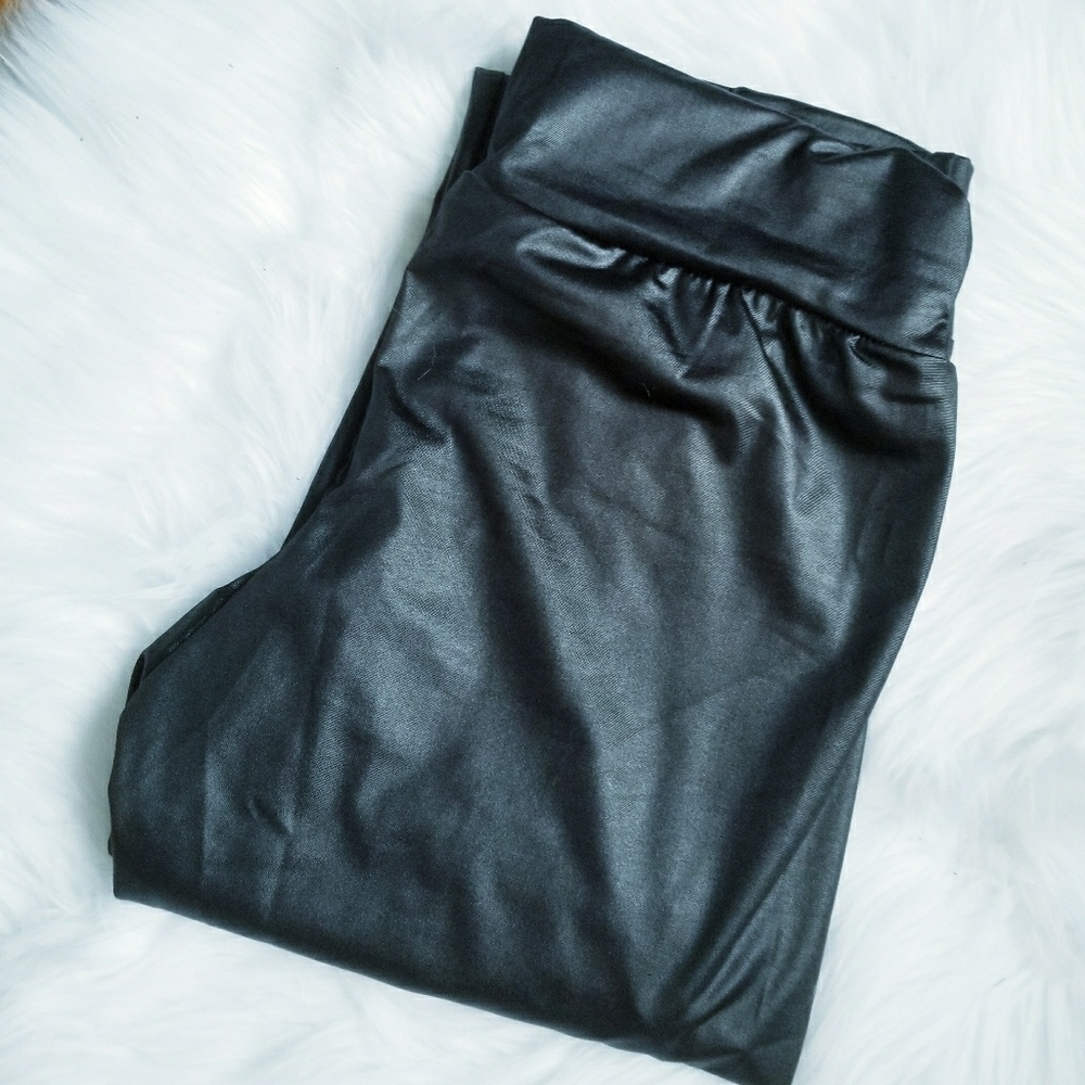 FINAL! Black Corset Lace Wet Look Legging - Picture 7 of 8