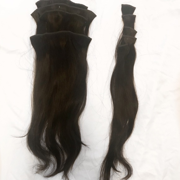 Brown 18” Clip-In Human Hair Extensions