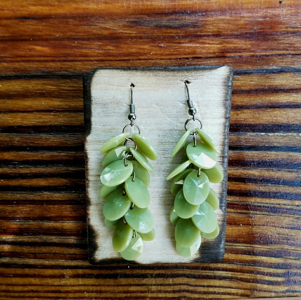 Long Handmade "Bella" Earrings in Green