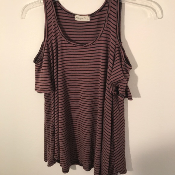Ginger G Tops - 📱Ginger G Cold Shoulder Striped Top Size Small