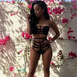 Black Cut Out Highwaist Swimsuit