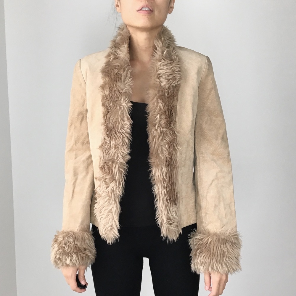 Mango MNG genuine leather faux fur coat - Picture 1 of 8