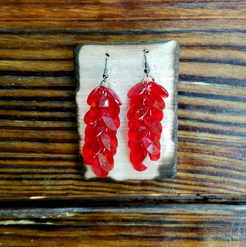 Handmade "Bella" Earrings in Red (Longest)
