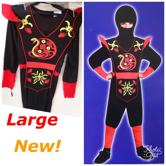 Fire 🔥 Ninja Boys Halloween Costume Large New - Picture 1 of 6