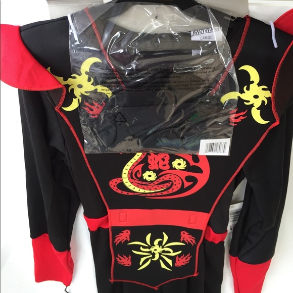 Fire 🔥 Ninja Boys Halloween Costume Large New - Picture 3 of 6