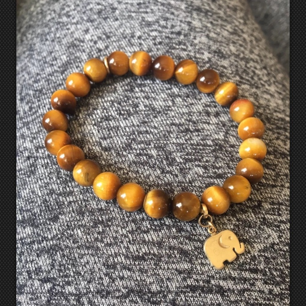 Tigers eye bracelet with real gold charm
