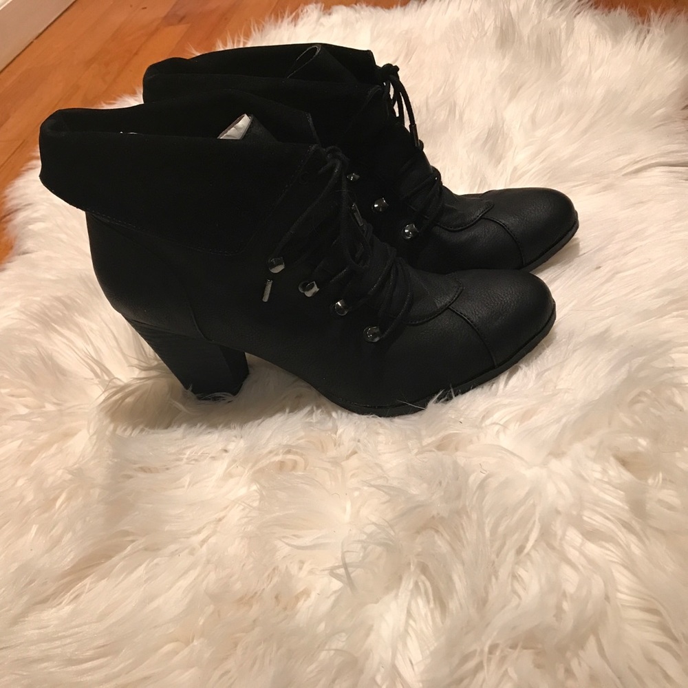 Black Ankle Lace Up Booties