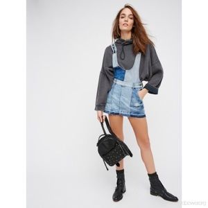 Free People Patchwork Blues Denim Overall Dress