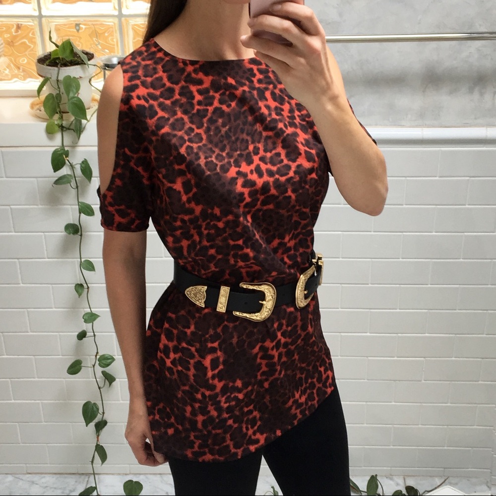 B.B. Dakota Cold Shoulder Animal Print Blouse