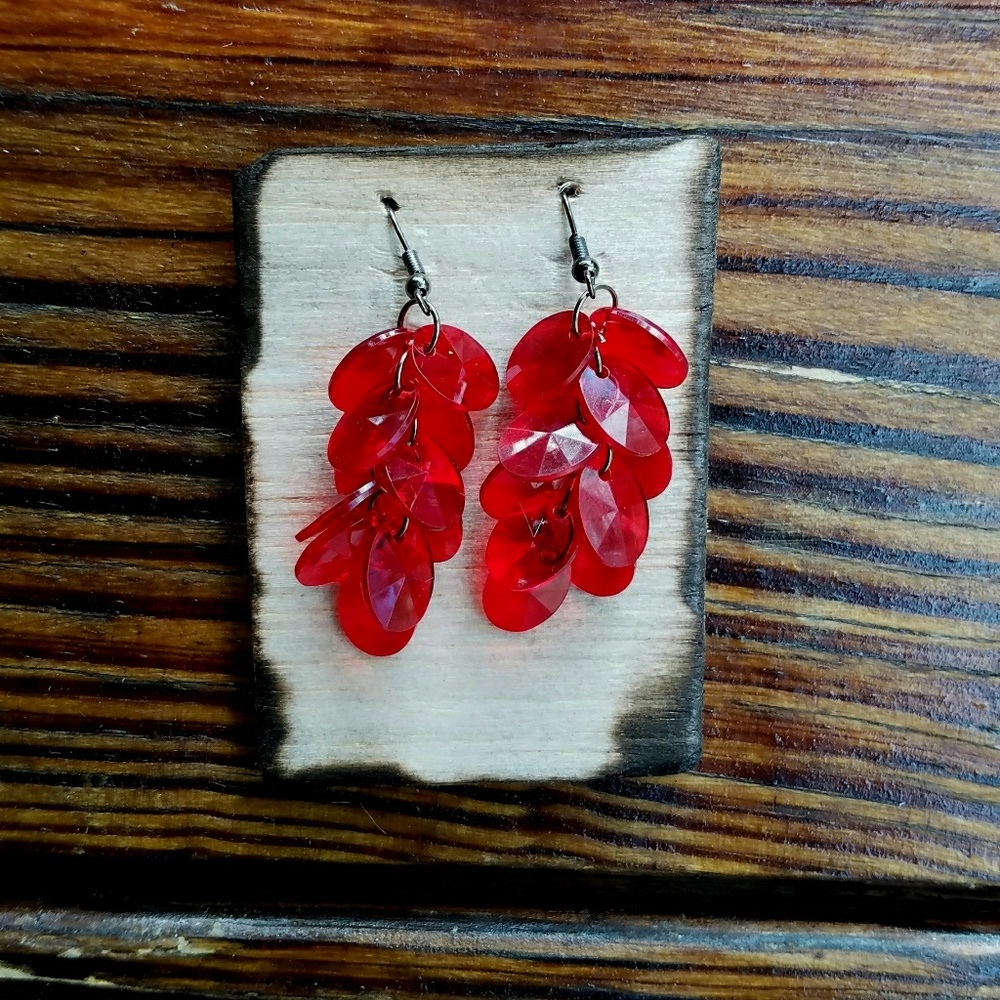 Handmade "Bella" Earrings in Red (Medium Length)
