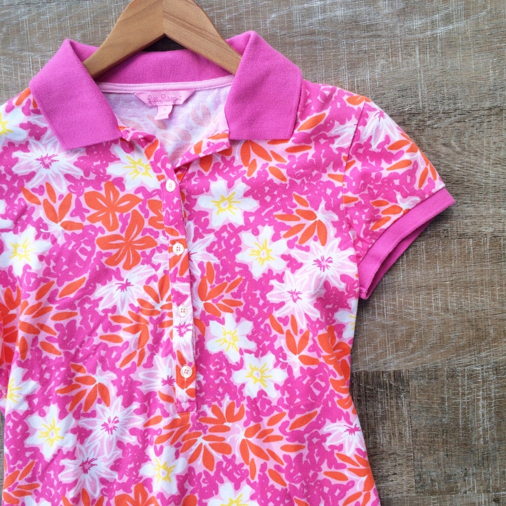 Lilly Pulitzer pink floral polo