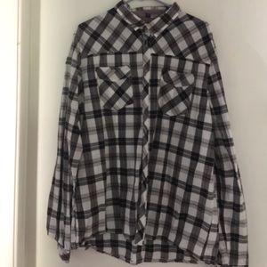 Causal checkered button up