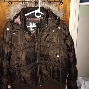 faux fur hooded puffer jacket