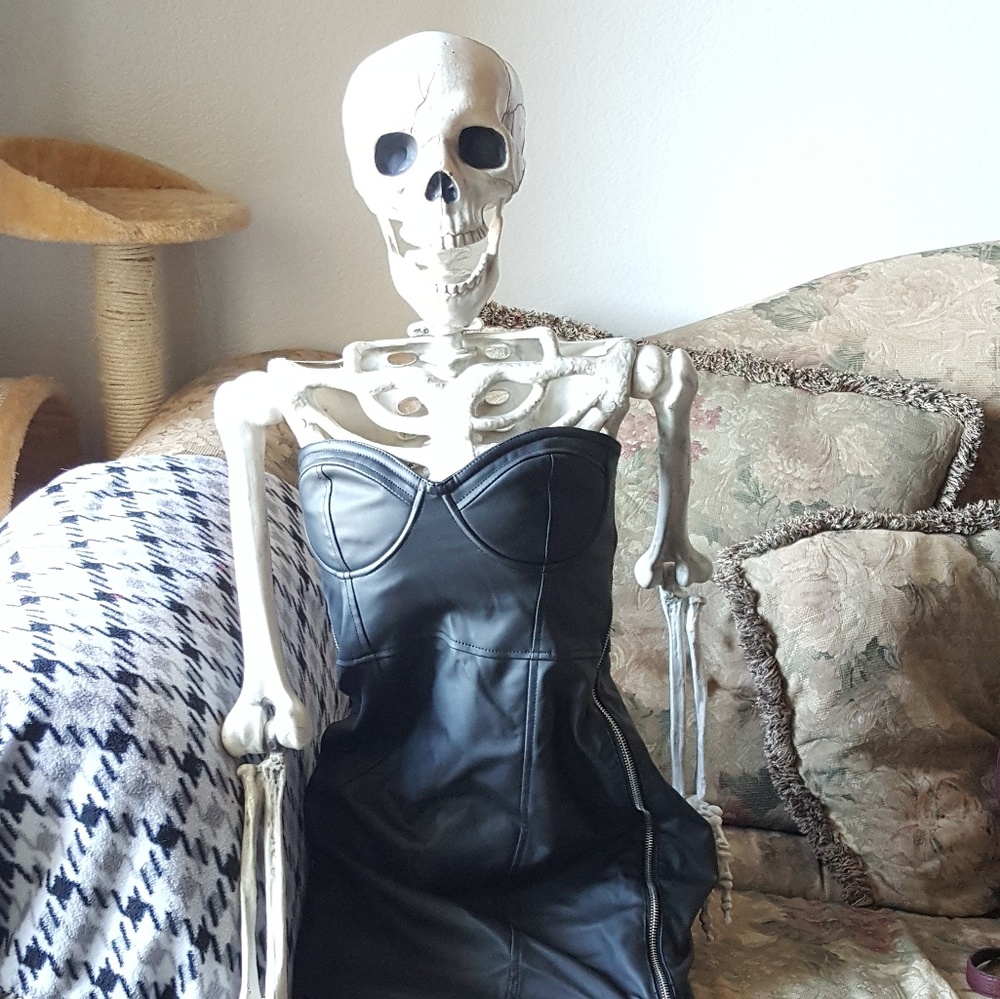 NWT Strapless Leather Bustier Mini Dress