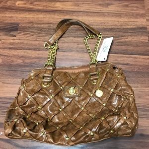Big Buddha Faux Leather Brown Shoulder Bag