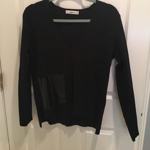 Zara v neck sweater with leather pocket detail