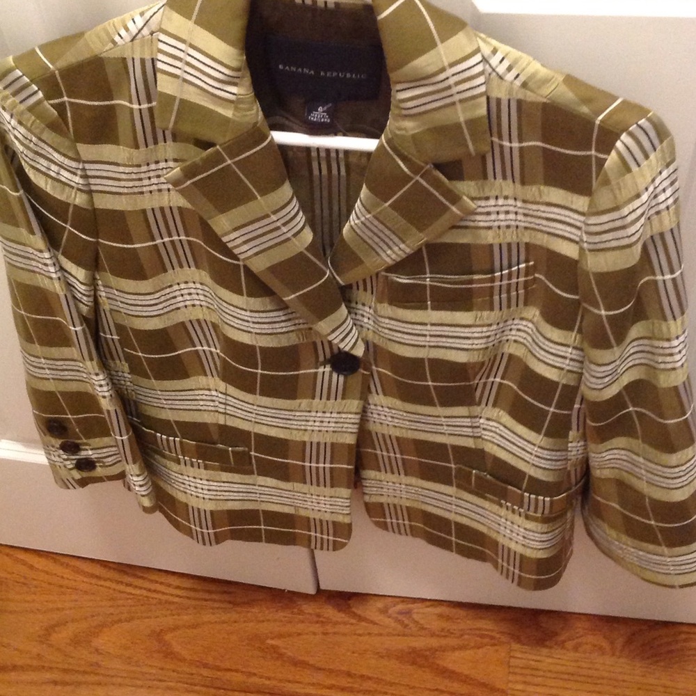 Banana Republic green plaid Blazer