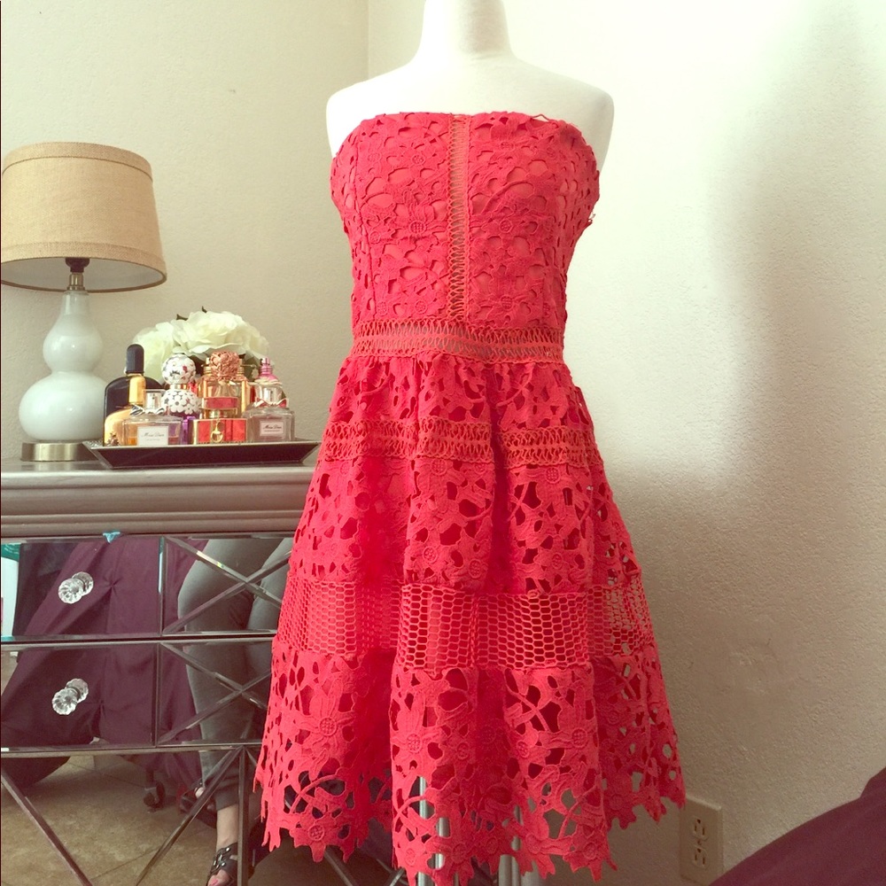 Crochet Red Orange Dress
